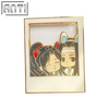Custom Chinese Anime Male Couple Lapel Pin Cute Cartoon Character Square Clear Glass Window Hard Enamel Gold Metal Badge