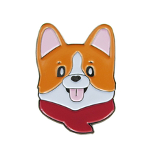 Wholesale Custom kwaii cool orange and red small dog black nickel soft enamel Lapel Pin