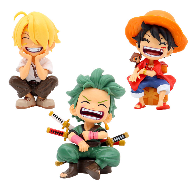 Animation Garage Kit Pirate Sea King Laughing Sitting Position Luffy Solon Sanji Model Desktop Car Decoration Wholesale