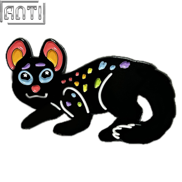 Distributor Cute Little Black Cat Lapel Pin Cartoon Colorful Beautiful Animals Soft Enamel Black Nickel Metal Badge For Gift