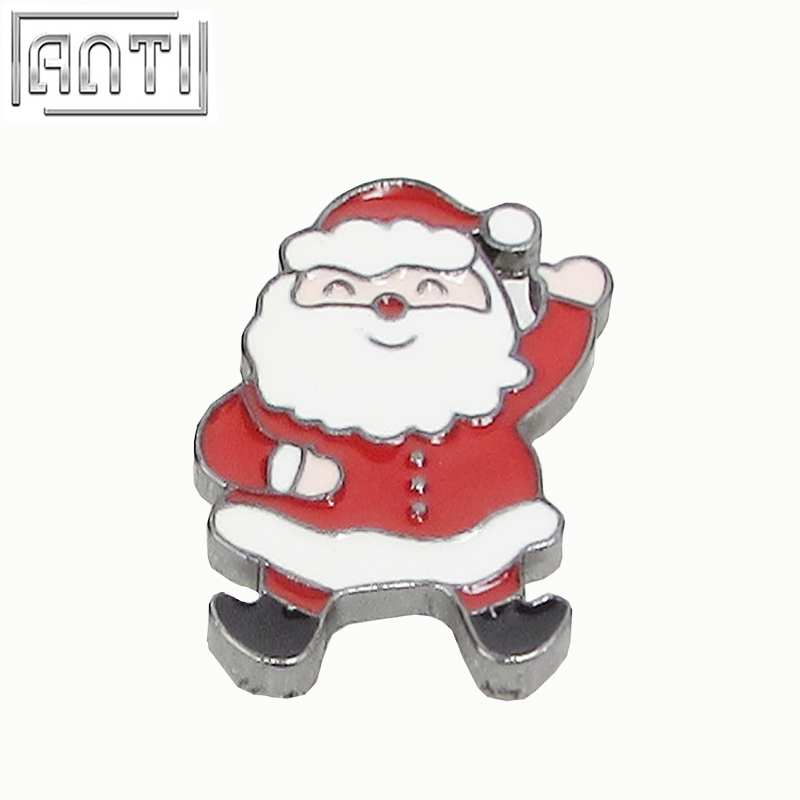 Custom Hard Enamel Pin Manufacturer Cute Red Santa Claus Cartoon Figure Badge