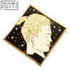 Custom Cartoon Wild Handsome Man Lapel Pin High Quality Square Black Sky Design Hard Enamel Gold Metal Zinc Alloy Badge 