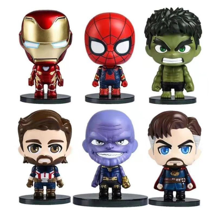 Avengers Car Carrying Ornaments Captain America Superman Spider Animation Garage Kit Model Console Decoration