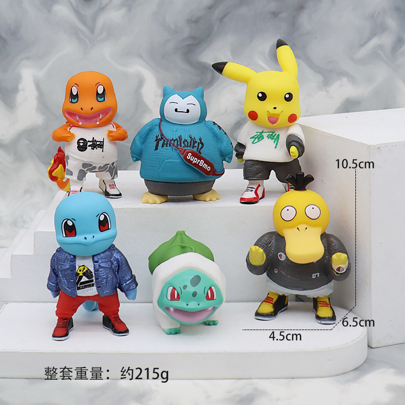 5 Generations Of 6 Pokemon Animation Garage Kit Fashion Suit Kachu Can Da Duck Small Fire Dragon Baby Magic Tide Play