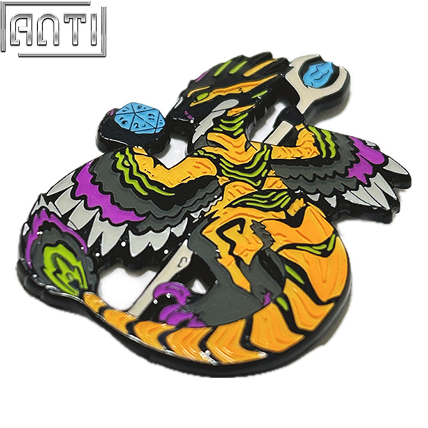 Distributor Cool Cute Cartoon Dragon Man Lapel Pin Beautiful Animals With Magic And Wings Soft Enamel Black Nickel Metal Badge