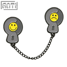 Trader Cute Cartoon Digital Pin Two Gray Badges With Chain Black Nickel Metal Soft Enamel Badge Make An Enamel Pin For Gift