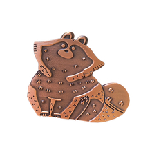 badge Manufacturer Antique Imitation Crafts Die cast brown animal raccoon soft enamel Lapel Pin