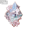 Custom Japanese Anime Lapel Pin Diamond Shape Dream Design Pink Cherry Blossom Gold Metal Hard Enamel Badge For Friend Gift
