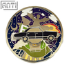 Factory Driving Around In a Car With Fun Badges A Black Car Design That Spins Silver Metal Badges Make An Enamel Pin For Gift