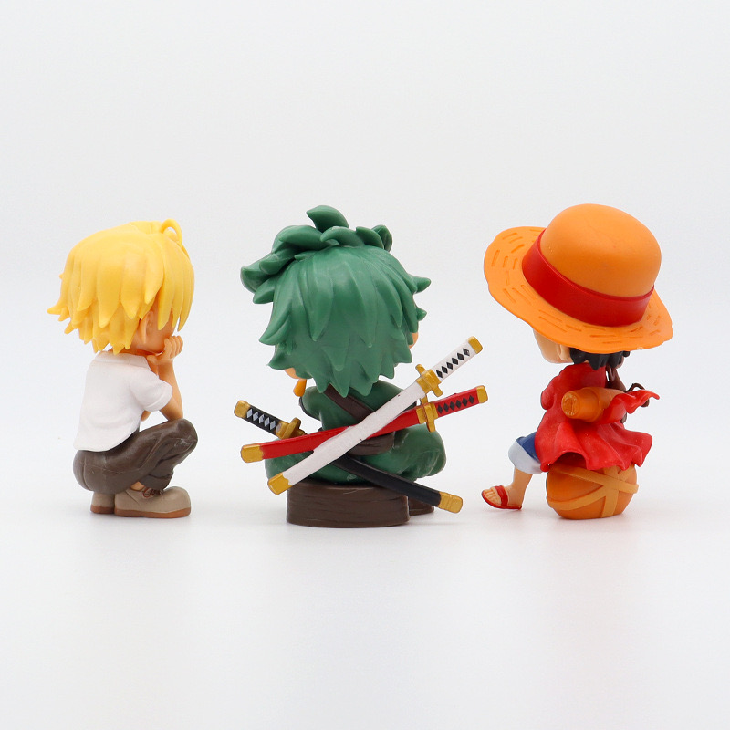 Animation Garage Kit Pirate Sea King Laughing Sitting Position Luffy Solon Sanji Model Desktop Car Decoration Wholesale