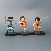Three Style One Piece Boy Luffy Eiss Sabo Three Brothers Garage Kit Doll Car Cake Decoration Doll Toy Model Animation Decoration