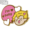 Factory Cute Little Yellow Haired Angel Boy Pin Pink Heart Shape Dialog Box Gold Metal Badges Make An Enamel Pin For Gift