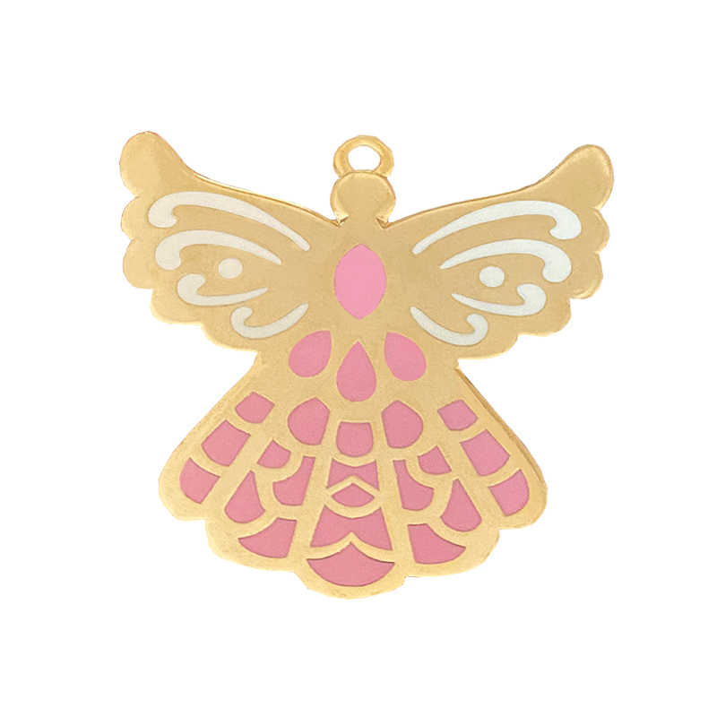 Manufacturer red and white beautiful butterfly angel girl gift hard enamel zinc alloy lapel pin