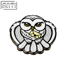Wholesale White and black cartoon cool animal envelope owl black nickel Lapel Pin