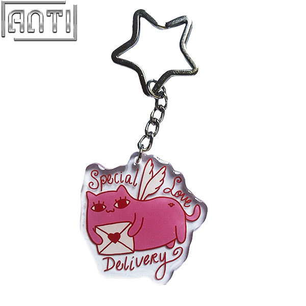 Custom Cute Cartoon Acrylic Key Ring Send An Envelope Of Love Design Offset Printing Lovers Key Ring A Gift For a Good Friend
