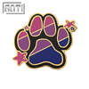 Custom Lovely Black Kitten Paw Print Purple Star Lapel Pin Cartoon Purple Gradient Animal Hard Enamel Pins For Clothes Bag Gift
