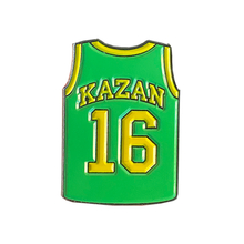 Merchandise yellow and green figure Letter Sport shirt black nickel soft enamel Lapel Pin