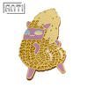 Custom Strange Funny Purple Cartoon Character Yellow Glitter Lapel Pin Wholesale Manufacturer Hard Enamel Gold Metal Badge