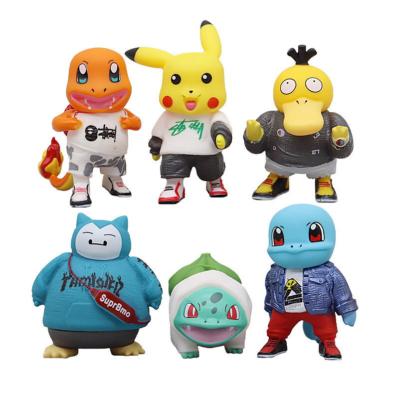 5 Generations Of 6 Pokemon Animation Garage Kit Fashion Suit Kachu Can Da Duck Small Fire Dragon Baby Magic Tide Play