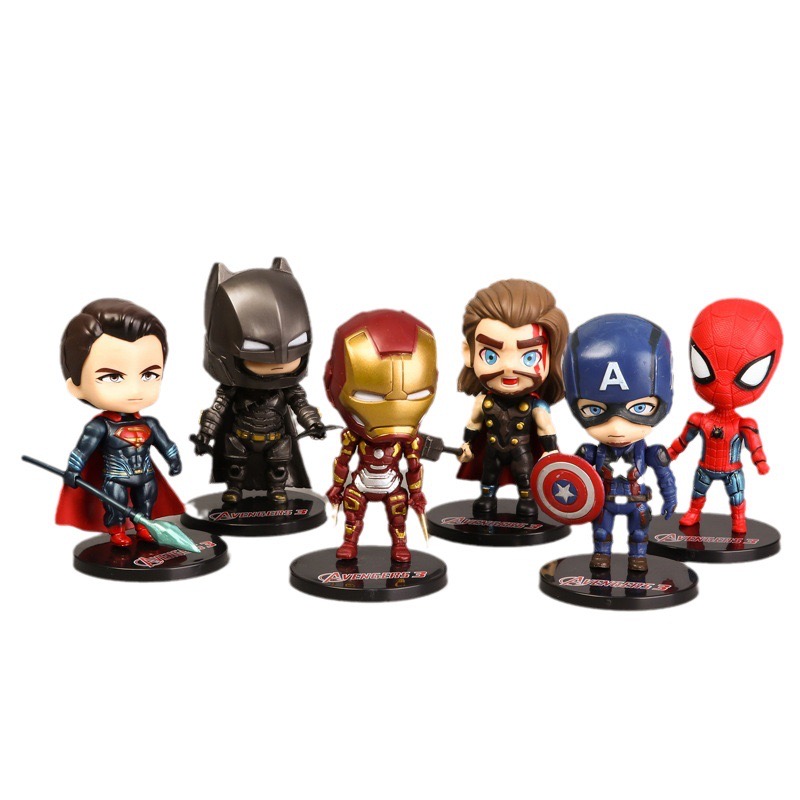 Avengers Car Carrying Ornaments Captain America Superman Spider Animation Garage Kit Model Console Decoration