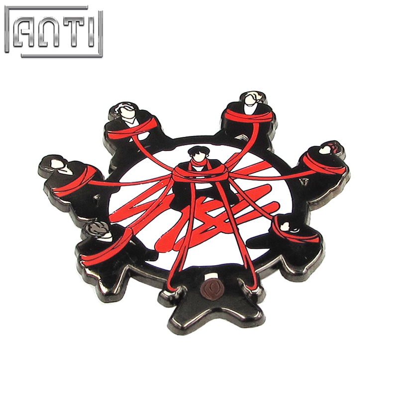 Wholesale Unique refinement Magnificent cartoon black and red colour cool a lot of handsome male black nickel lapel pin