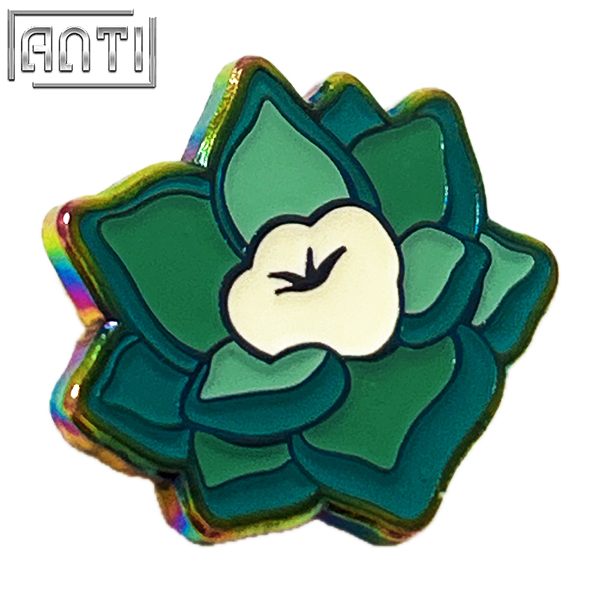 Bulk Cartoon beautiful green lotus Pin High Quality Blue And Purple Rainbow Plate Soft Enamel Badge make an enamel pin For Gift
