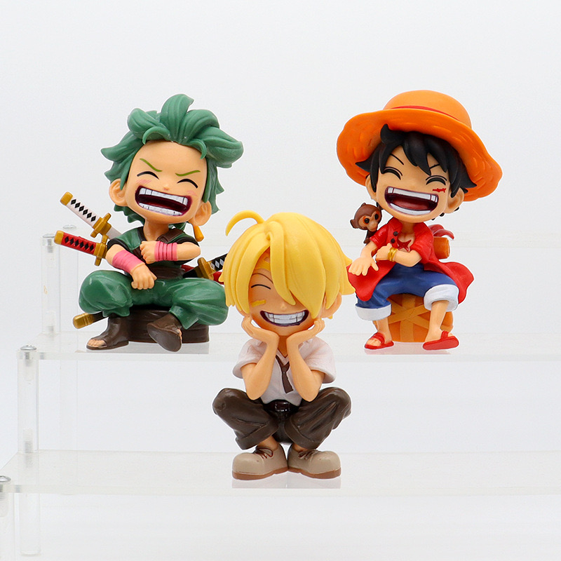 Animation Garage Kit Pirate Sea King Laughing Sitting Position Luffy Solon Sanji Model Desktop Car Decoration Wholesale