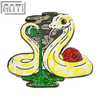 Factory Lovely Big White Snake With Yellow Spots Pin Handsome Magic Snakes Black Nickel Metal Make An Enamel Pin For Gift